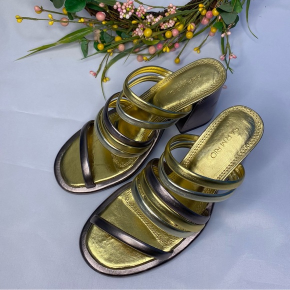 Farm Rio Block Heel Slide Sandal Womens Shoe
Metallic Gold Silver Size 6 - Picture 4 of 15
